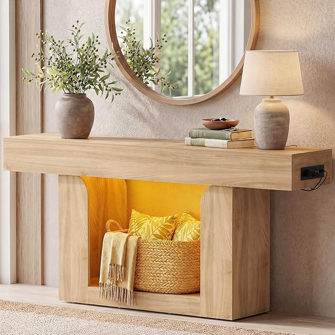 Homieasy Console Table, Farmhouse Wooden Sofa Table Behind Couch, Narrow by Homieasy