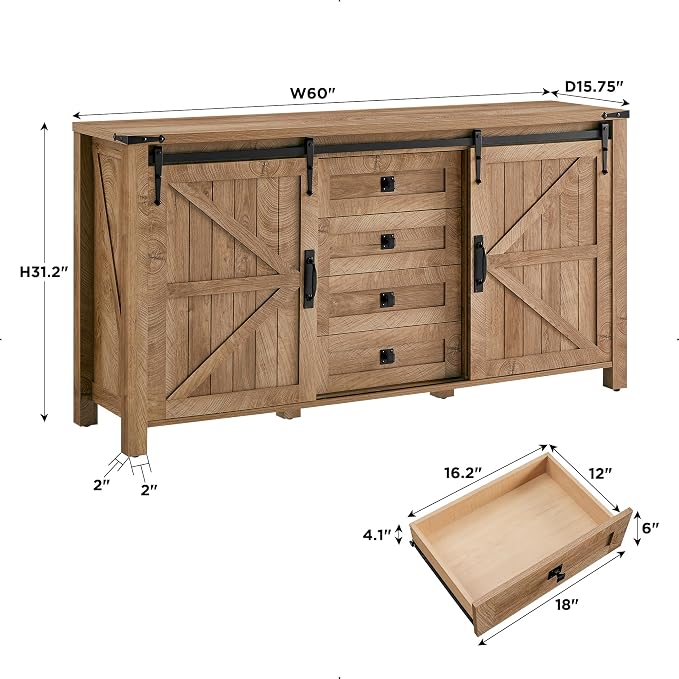 T4TREAM Farmhouse Sideboard Buffet Cabinet - Image 2