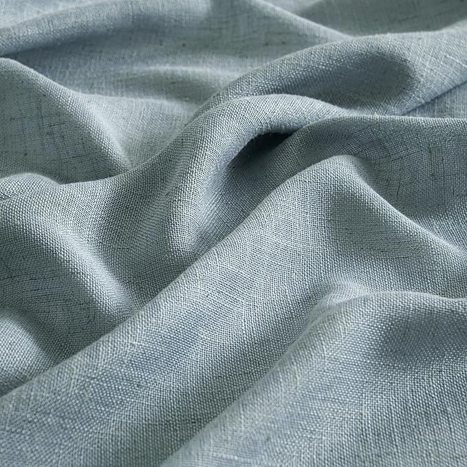 MIULEE Dusty Blue Linen Curtains 90 Inch Long 2 Panels - Image 3
