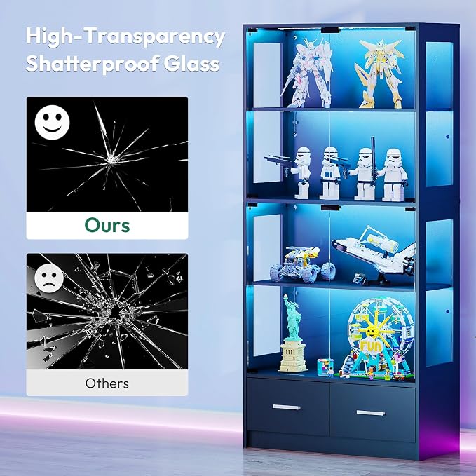 Lamtor 67-inch Glass Display Cabinet – Curio Cabinet - Image 5