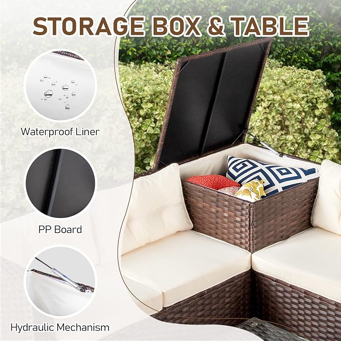 VINGLI 4 Pieces Outdoor Sectional Wicker Patio Furniture - Image 5