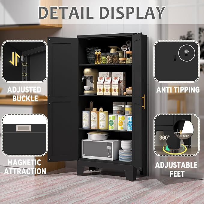 GAIOUS 61.02" Kitchen Pantry Cabinet, Pantry Storage Cabinet - Image 3