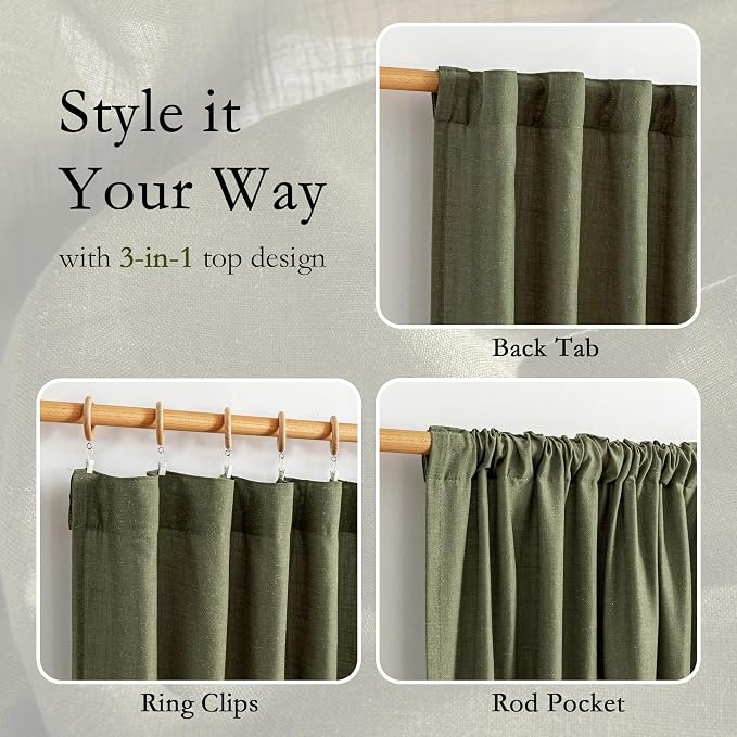 MYSKY HOME 95 Inch Semi Sheer Sliding Door Curtains Farmhouse Light Filtering - Image 4