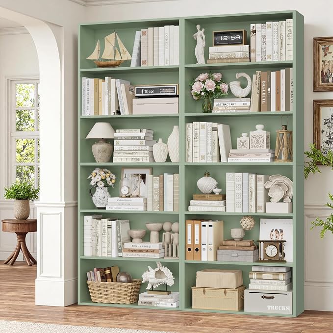 FOTOSOK 6-Tier Open Bookcase and Bookshelf Set of 2, Freestanding Display - Image 4