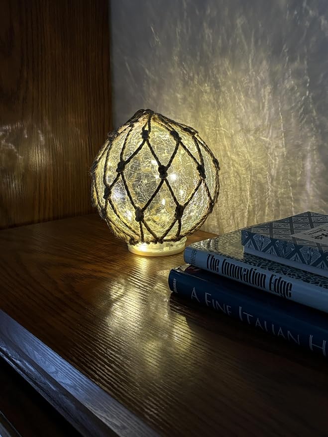 SAILINGSTORY Glass Fishing Float Nautical Lamp Coastal Beach Decor Cracked - Image 6
