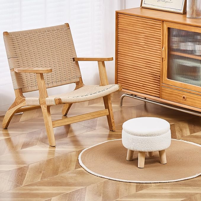 Wimarsbon Storage Ottoman, Modern Round Footrest - Image 7