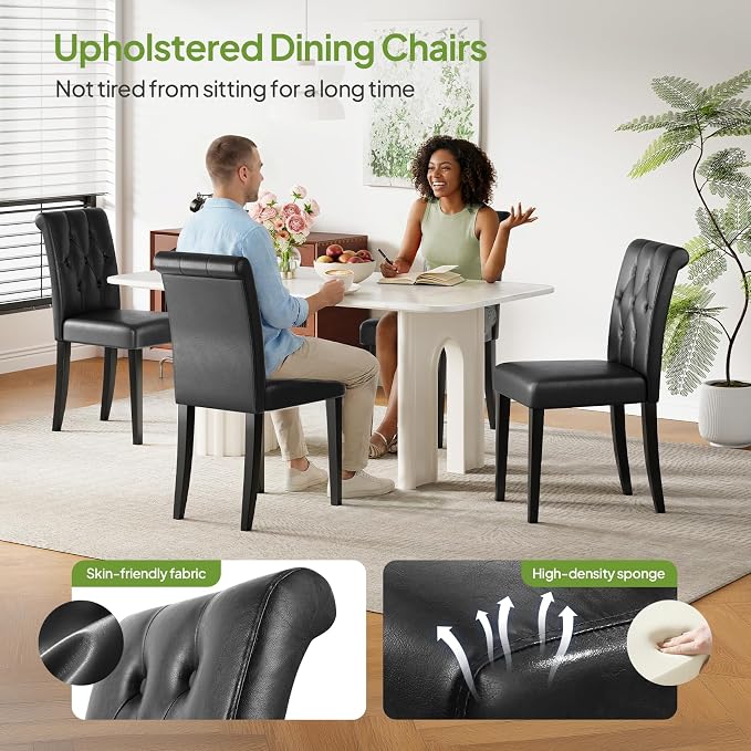 Welzona Upholstered Dining Chairs Set of 4, Button Tufted Parsons Dining Chair - Image 5