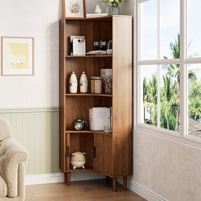 Lxsxlome Fluted Corner Cabinet, 66.928" Tall Corner Floor Cabinet - Image 7