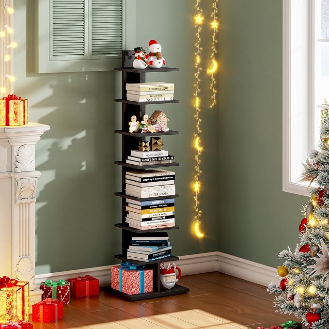TUTOTAK Narrow Bookshelf, 8-Tier Bookcase, Spine Book Shelf - Image 9