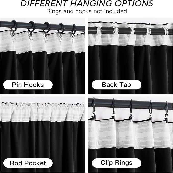 RYB HOME Black Velvet Curtains 72 inches - Image 4