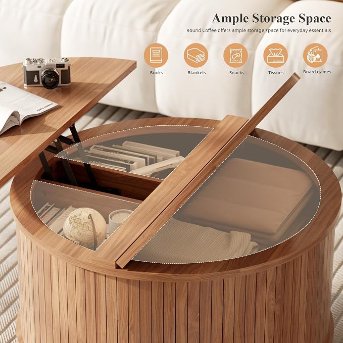 Easyego Lift Top Coffee Table for Small Spaces, 31.5" Mid-Century Modern Wooden - Image 4