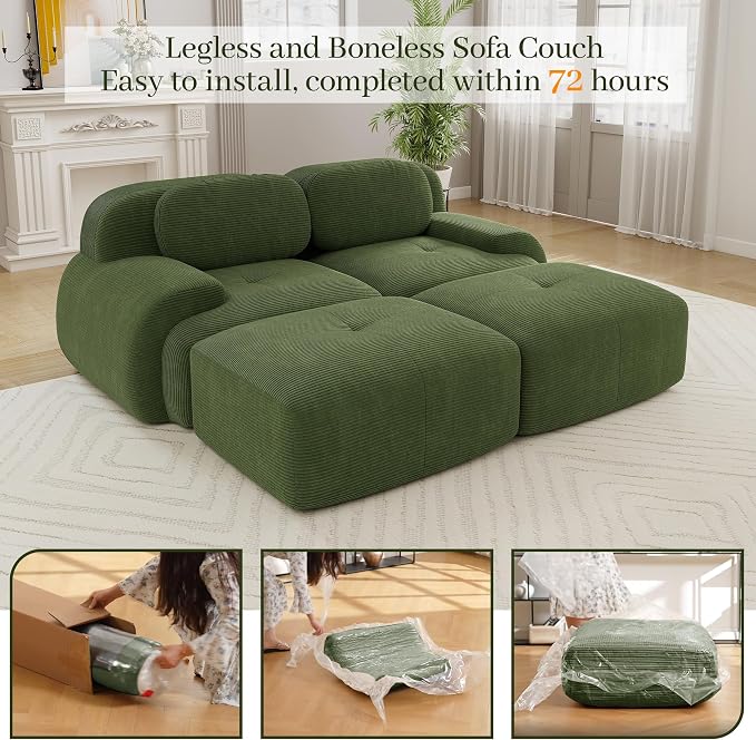 Boneless Sectional Couch, No Assembly Required, 81.8” U Shaped Modular Cloud - Image 9
