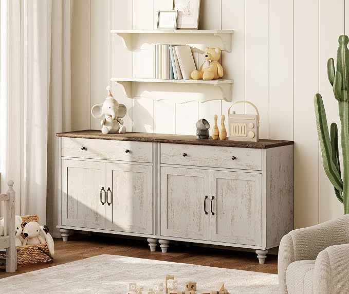 WAMPAT Farmhouse TV Stand for 75 inch TV - Image 7