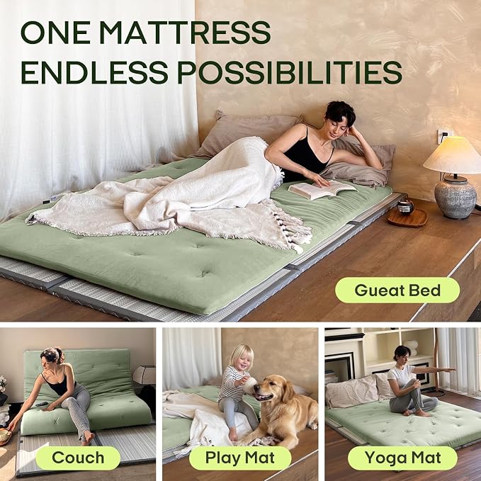 ZonLi Japanese Floor Futon Mattress Twin Size 75"x 39", 100% Cotton Cover 2.5'' - Image 4