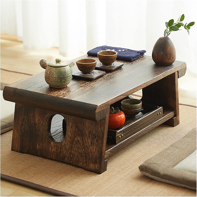 Japanese Floor Table Foldable Solid Wood Coffee Table Low Kotatsu Table by Unknown