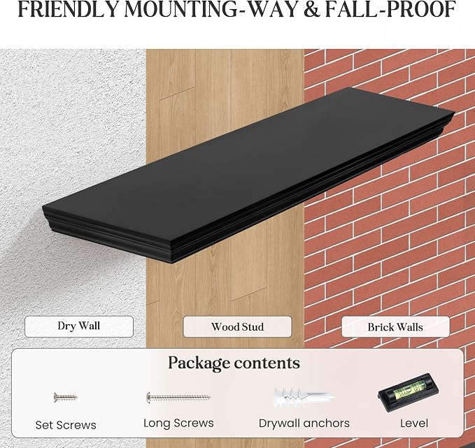 Fun Memories Floating Shelves 32 Inch Long, 9.3 Inch Deep Classic Crown Molding - Image 6