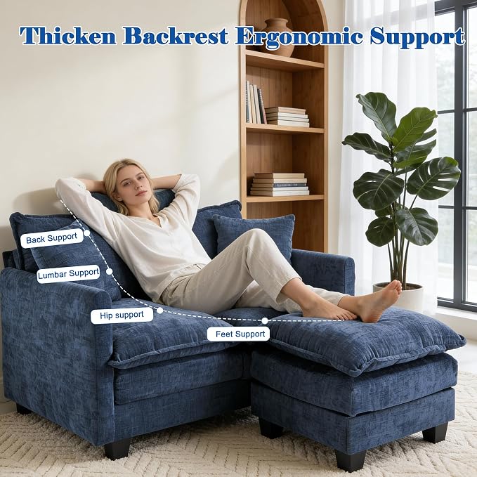 Loveseat Sofa with Ottoman - Image 6