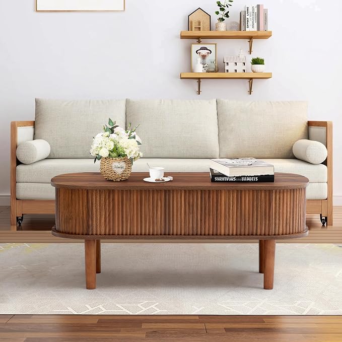 Fully Assembled Fluted Lift Top Coffee Table - Image 6