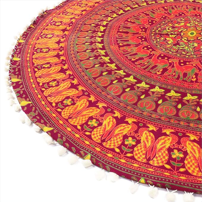 Mandala Floor Pillow Cover Meditation Cushion Seating Throw Hippie Round - Image 4