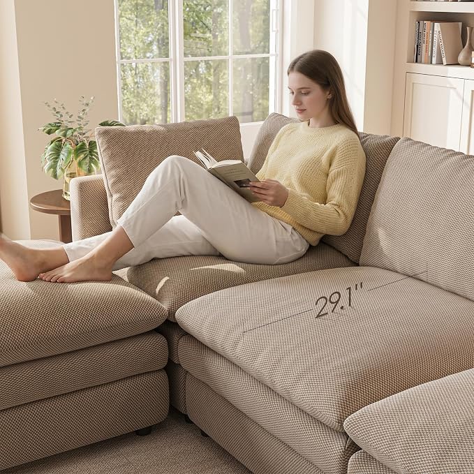 97" Cloud Couches for Living Room, 29.1" Deep Seat Modular Sectional Sofa - Image 4