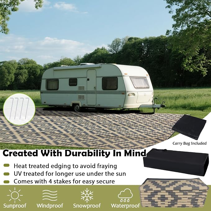 SAND MINE Reversible Mats, Plastic Straw Rug, Modern Area Rug, Large Floor Mat - Image 4