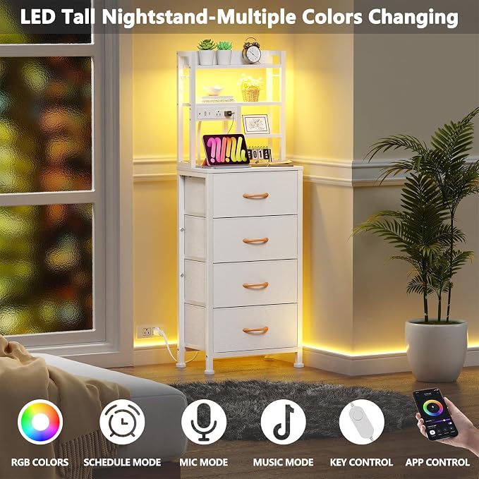 Furnulem Tall Night Stand, 52.1 Inch LED Nightstand - Image 4