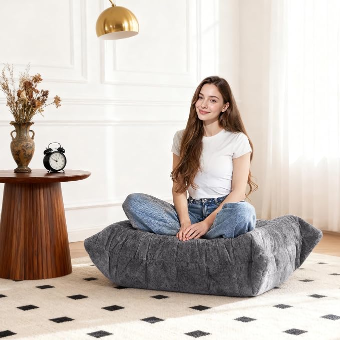 Bean Bag Ottoman, Memory Foam Lazy Bean Bag Sofa, Fireside Chair Foot Rest - Image 2