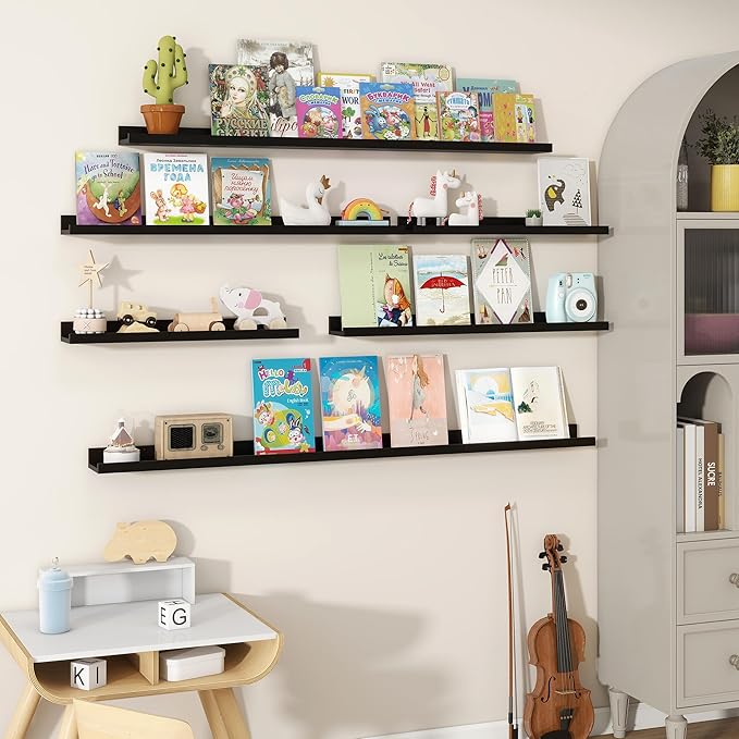 Fun Memories Picture Ledge Shelves Set of 2, 24 Inch Rustic Wall Mounted - Image 2