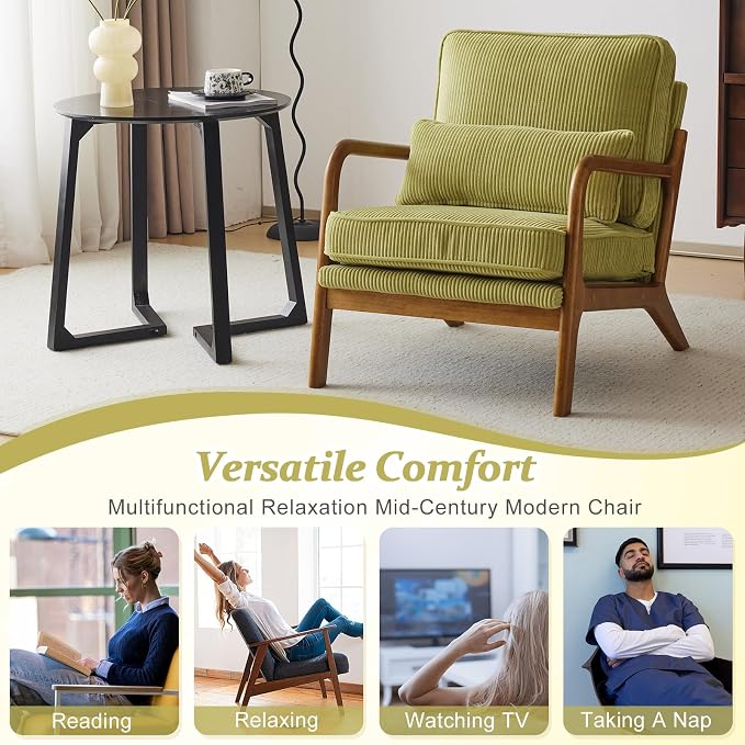 VINGLI Upgraded Premium Corduroy Accent Chair, Upholstered Arm Chair, Solid - Image 8
