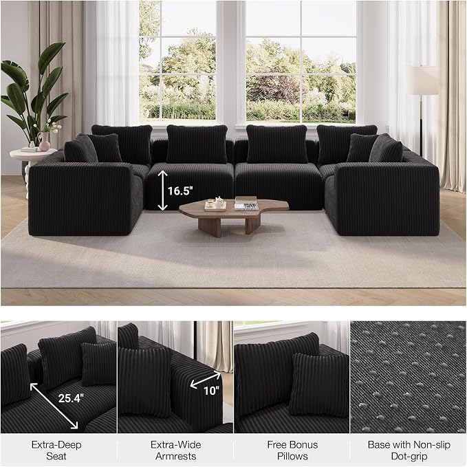 Novilla 106" Modular Sectional Sofa, Modern Cloud Sectional Couch - Image 7