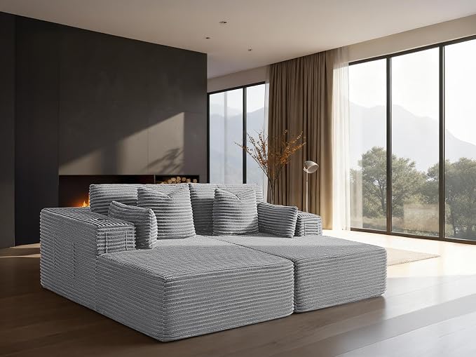 72" Cloud Sectional Couch, Comfort U Shaped Sofa by VYUXWO