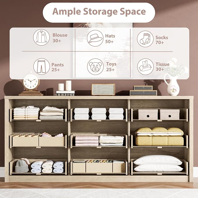 GarveeHome 9 Drawer Dresser for Bedroom, Wide Modern Chest of Drawers, Large - Image 5