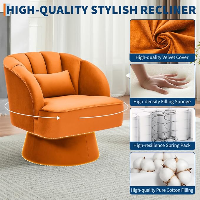 Garvee Ultra-Plush Swivel Accent Chair, 360° Barrel Lounge Chair - Image 4