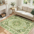 RELEANY Area Rugs 4'x5' Washable Non-Slip, Floral Vintage Distress Print by RELEANY