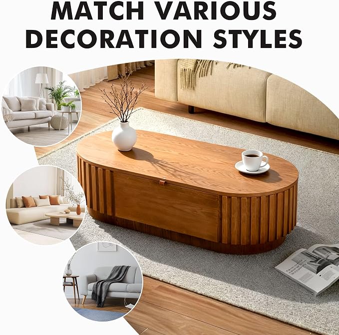Flip Top Oval Coffee Table - Image 7