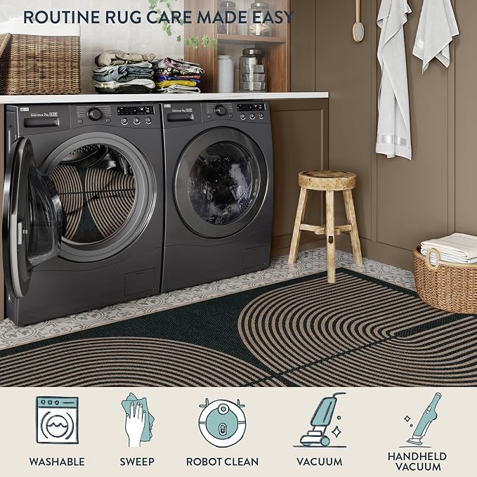 Lahome Enfys Modern Rainbow Hallway Runner Rug, 2x6 Washable Easy Jute Rugs - Image 5