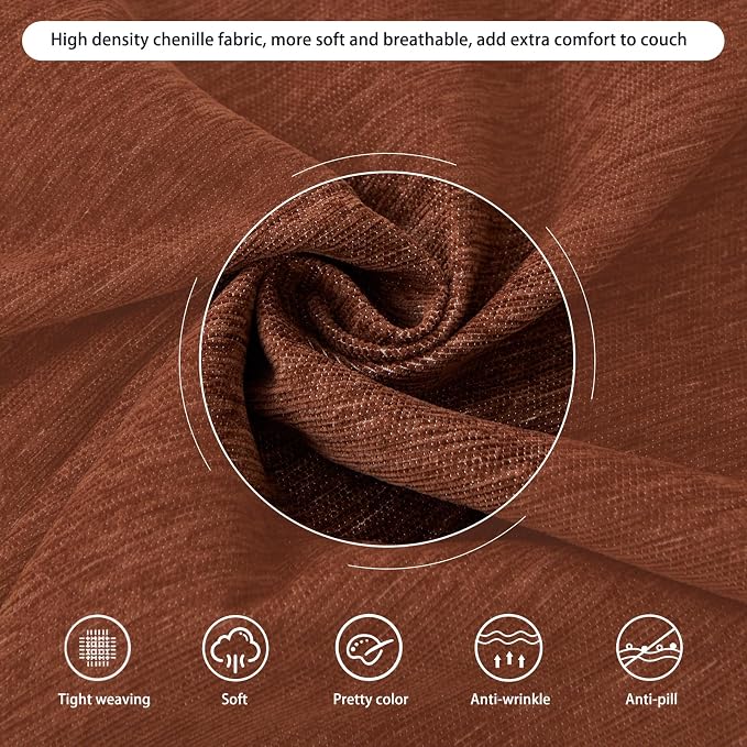 DREAMINGO Sofa Covers for 3 Cushion Couch Chenille Couch Cover Blanket - Image 4