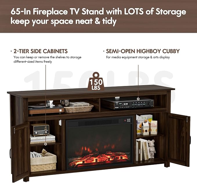 YESHOMY Fireplace TV Stand for Television up to 65+ Inch - Image 3