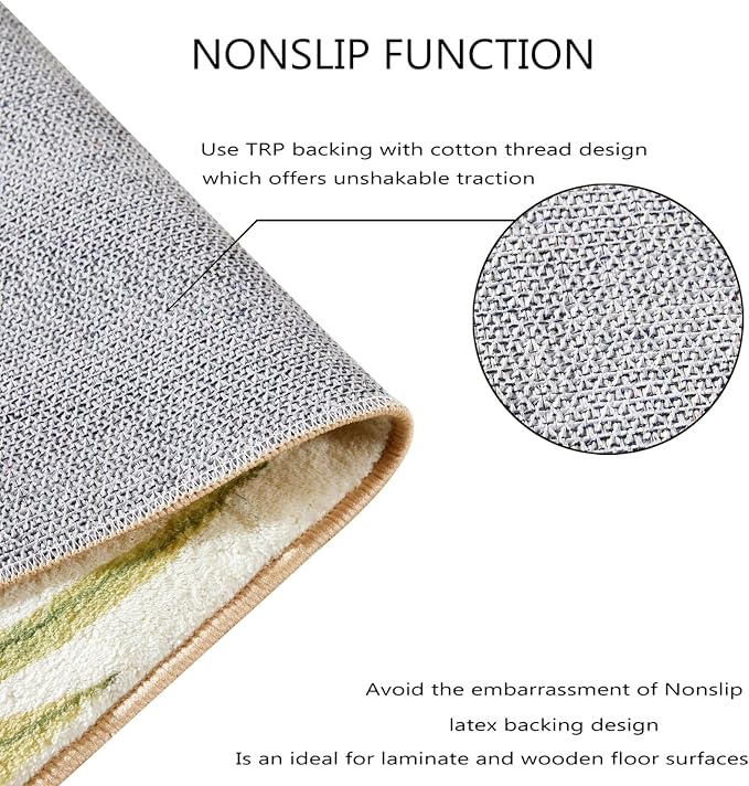 RoomTalks Boho Green Cute 3x5 Small Area Rugs Washable, Modern Abstract - Image 7