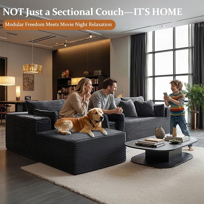 138" Oversized Cloud Sectional Couch, Comfort L Shaped Boneless Couch - Image 5