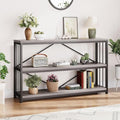 LVB Farmhouse Entryway Table, Metal Wood Console Table by LVB