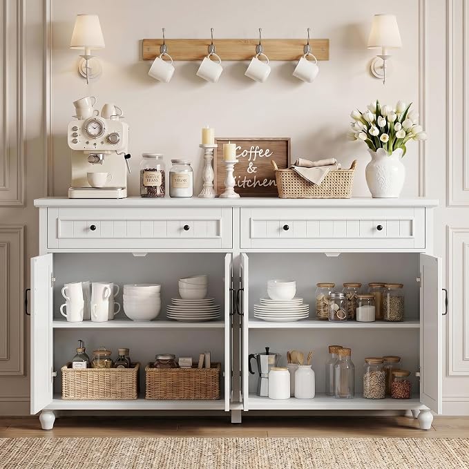 Scurrty Sideboard Buffet Cabinet, Vintage Coffee Bar Cabinets - Image 4