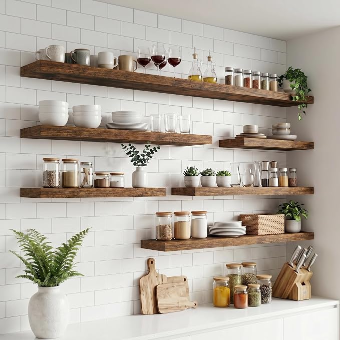 FLYJOE Floating Shelves for Wall, 72 Inch Floating Shelves Set of 2, Kitchen - Image 5