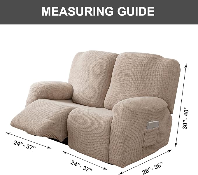 Genina Recliner Loveseat Covers, Stretch Reclining Sofa Covers, 2 Seater Couch - Image 5