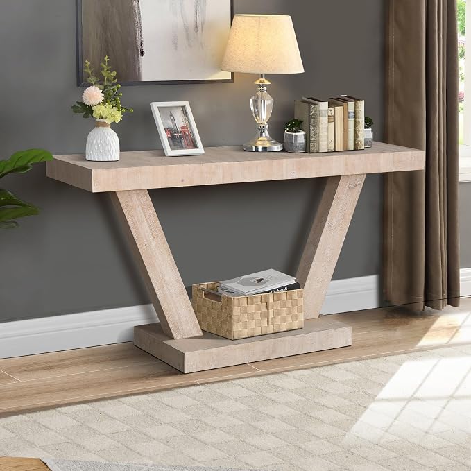 60" Wood Console Table for Entryway Bench - Image 4