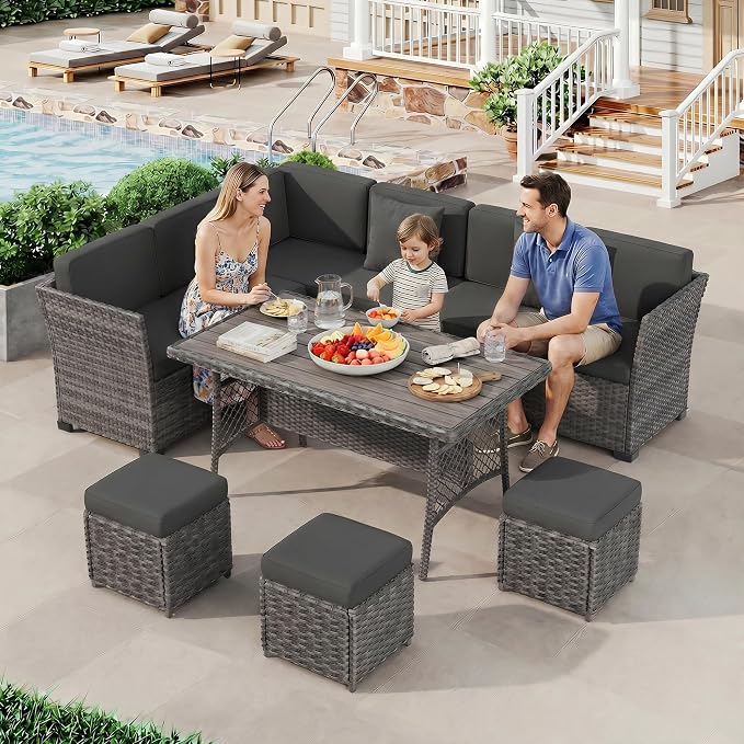 LOUVIXA 7 Pieces Patio Furniture Set, Outdoor Patio Furniture, Wicker - Image 8