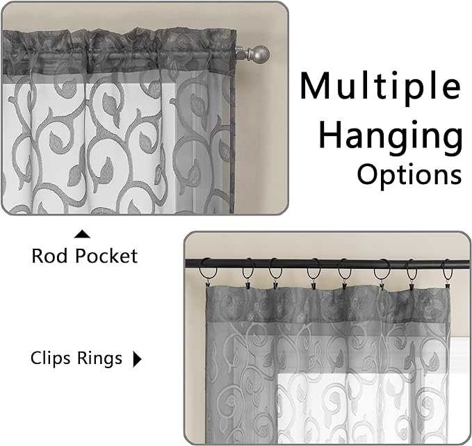 OWENIE Furman Sheer Curtains Tiers 36 inch Length, Lightweight Soft Airy Solid - Image 4