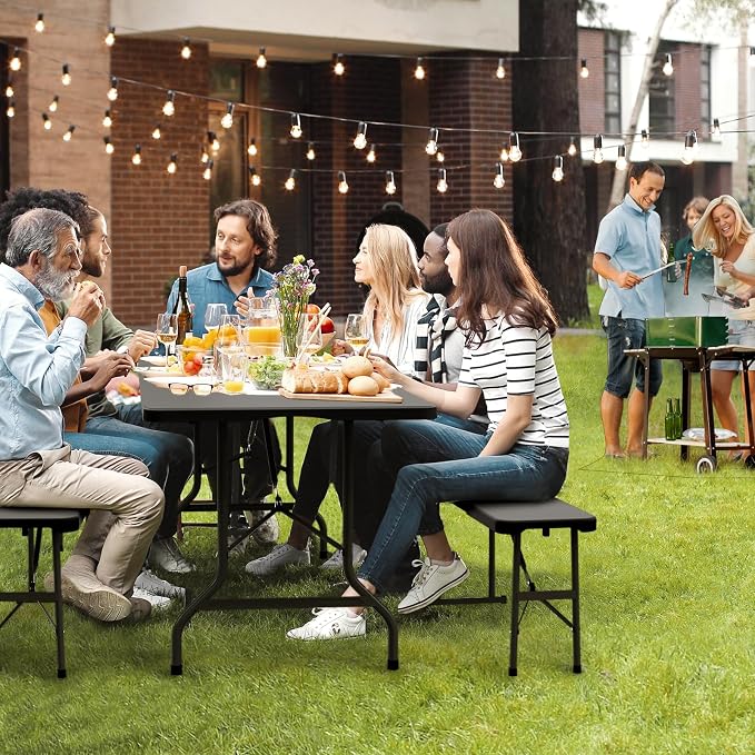 VINGLI Picnic Table Set with 2 Benches, 6 Feet Camping Table Chair Set - Image 8