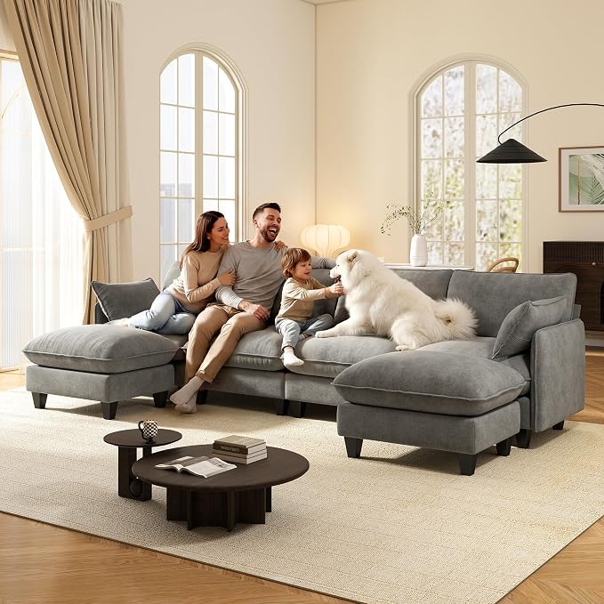 Ihanherry 139" U-Shaped Modular Sectional Couch, Oversized Cloud Sofa - Image 8
