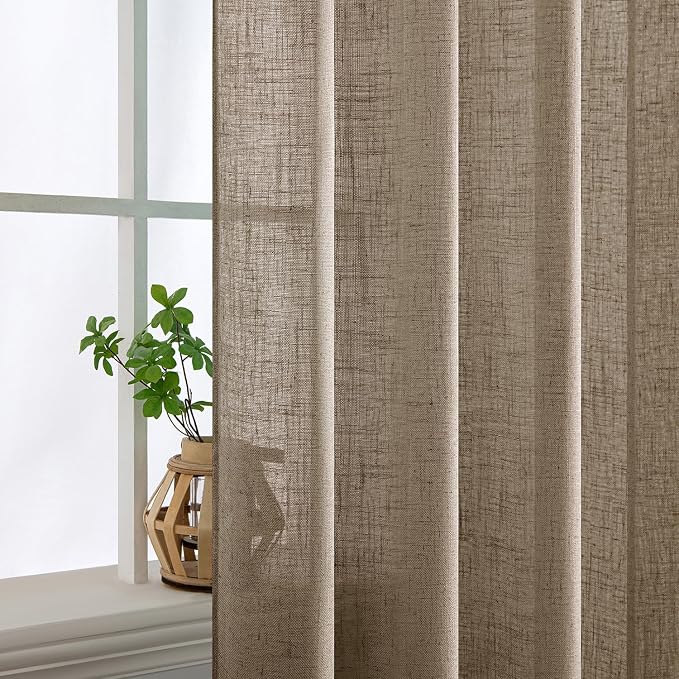 MIULEE Taupe Grey Linen Curtains 84 Inch Length 2 Panels - Image 5